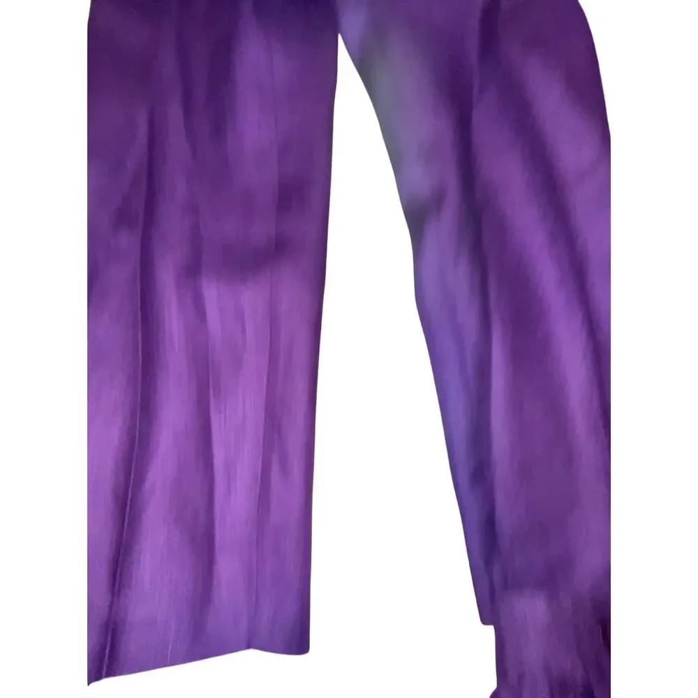 Vintage I. Magnin Purple 100% Linen Pantsuit Jacket Trousers Set USA Size 10